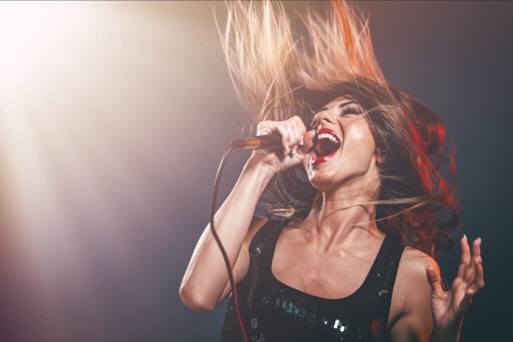 Singer with microphone