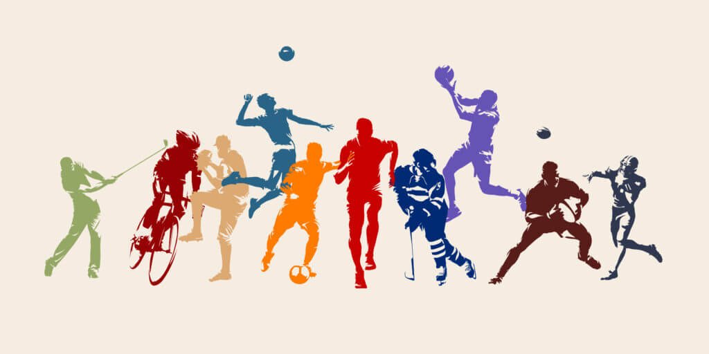 Silhouette von verschiedenen sportlern