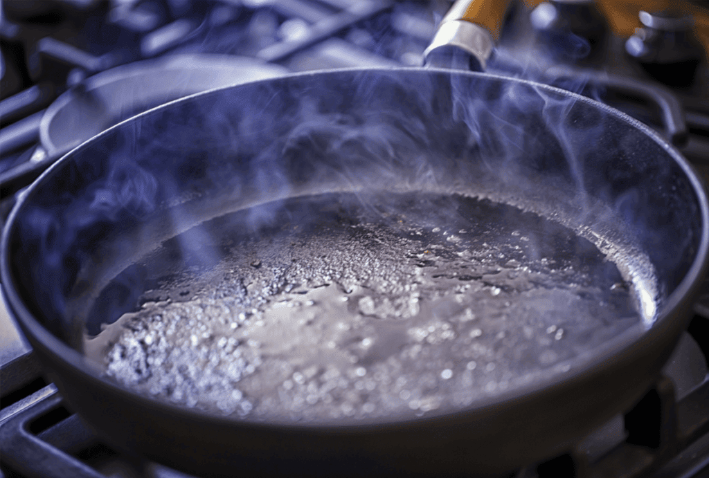 Heated pan - symbolises Vocaly fry German for "frying clay"