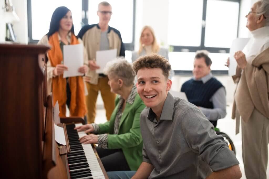 Singing group with piano