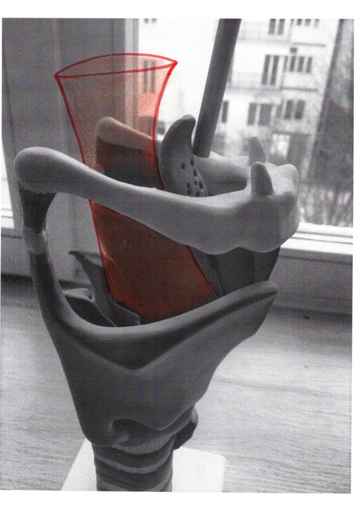 Picture illustrating the swallowing movement, in which the epiglottis tilts all the way back and thus closes the windpipe.