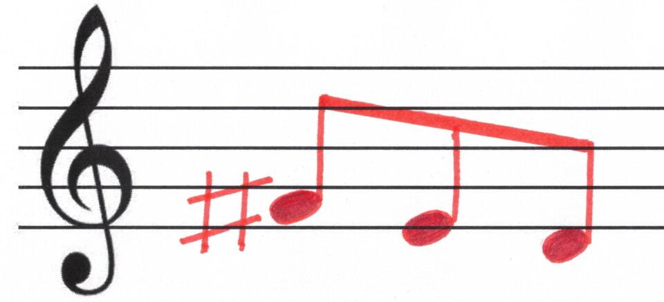 Possible tone sequence for singing a vocal riff