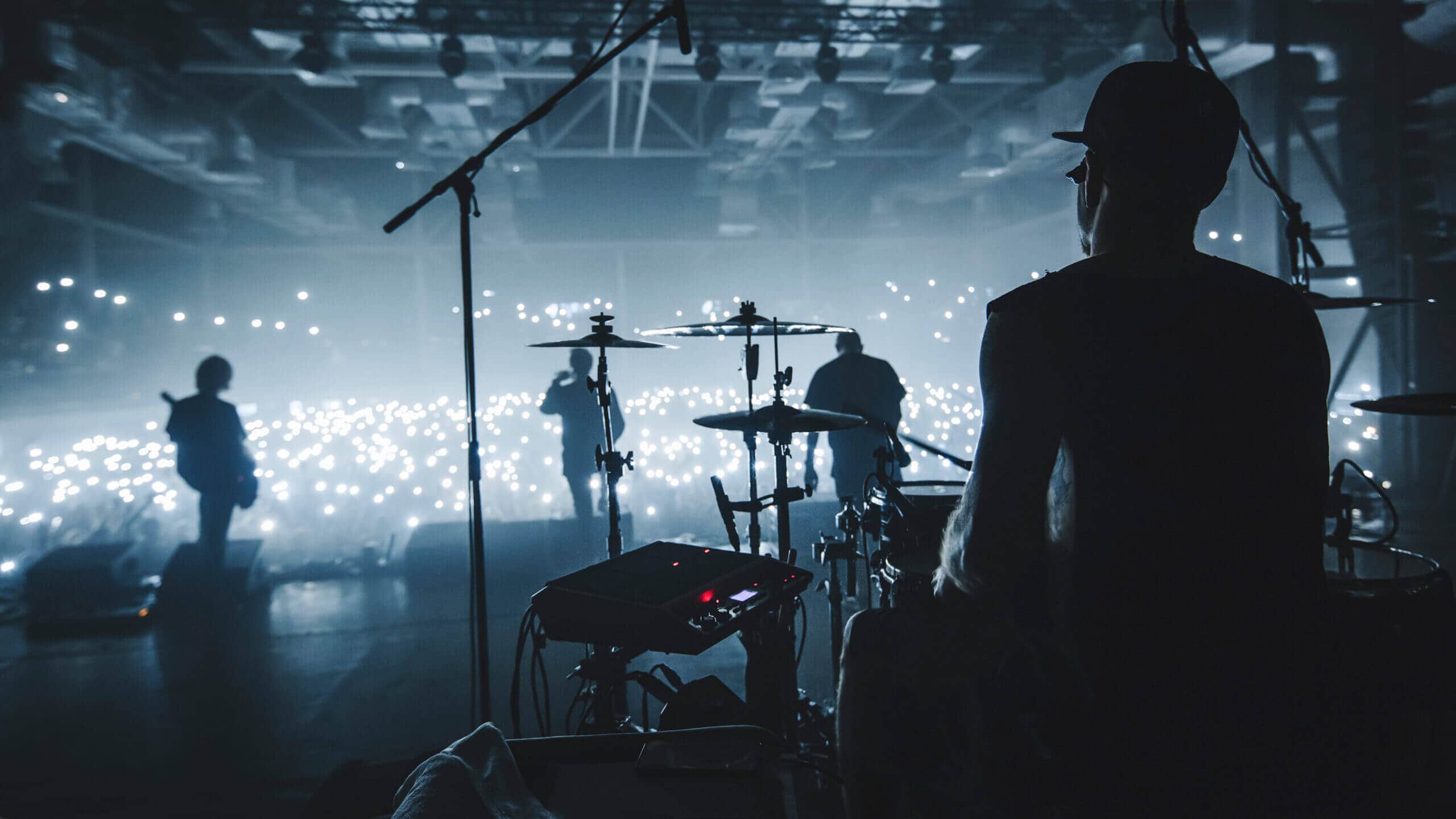 Band on stage with stage fright
